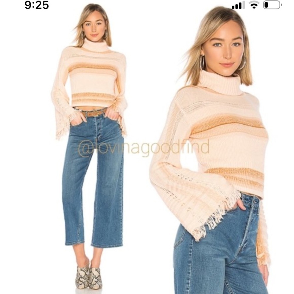 Free people close to me pullover turtleneck sweater peach Medium